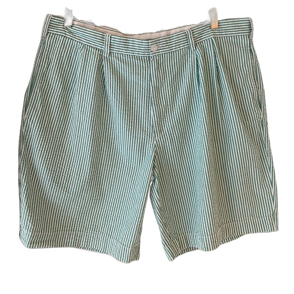 Brooks Brothers Green and White Striped Men Shorts